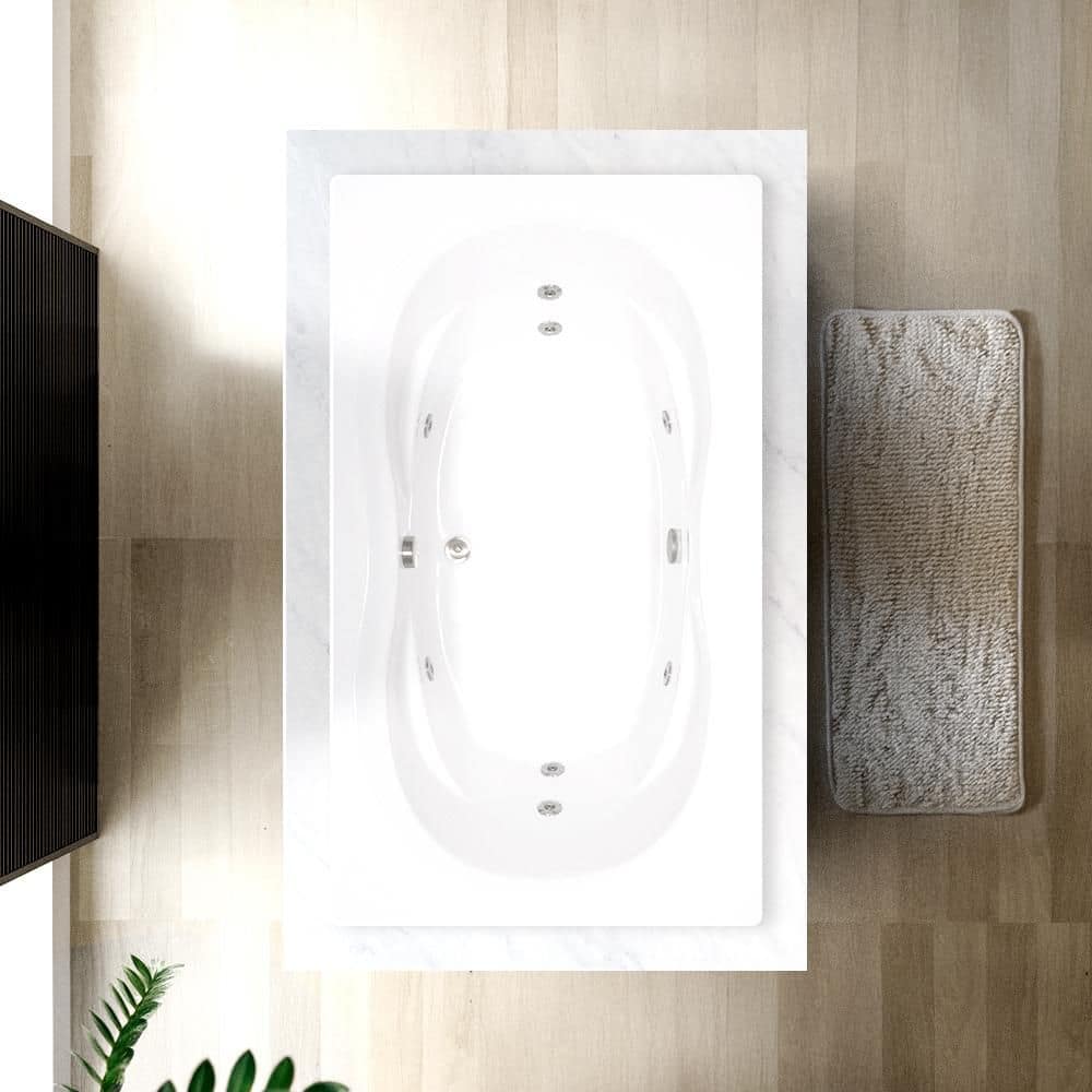 Comfortflo 72 in. x 42 in. Acrylic Rectangular Drop-in Whirlpool Bathtub with Center Drain in White (3)