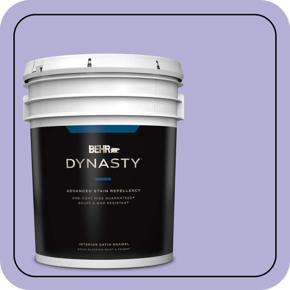 BEHR DYNASTY 5 gal. #630B-4 Freesia Purple Satin Enamel Interior Stain-Blocking Paint & Primer