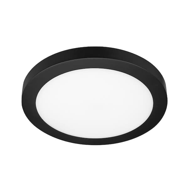 Commercial Electric Flex Install Disk 10 in. Black Indoor Integrated LED Recessed Ceiling Light Flush Mount with 5CCT and 950 lumens