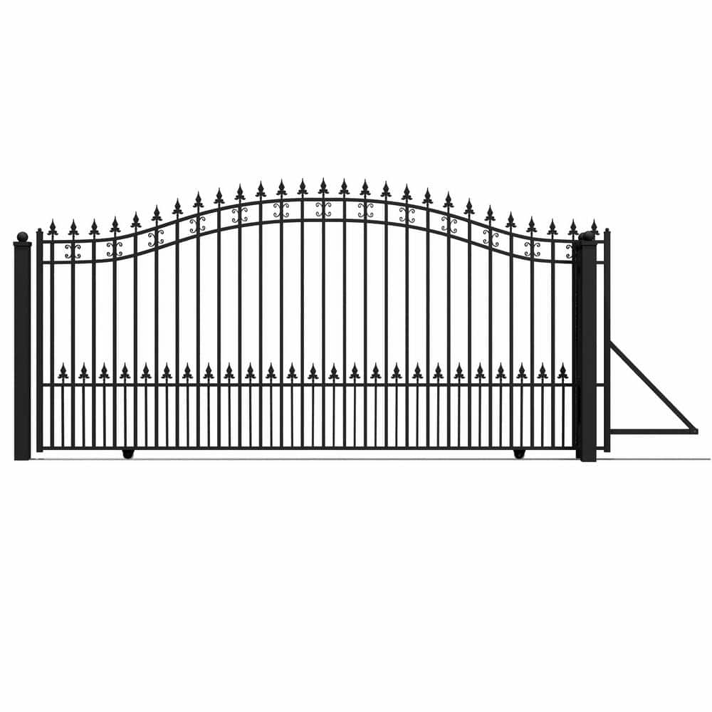 ALEKO St. Louis 14 ft. x 6 ft. Black Steel Single Slide Driveway Fence Gate (1)