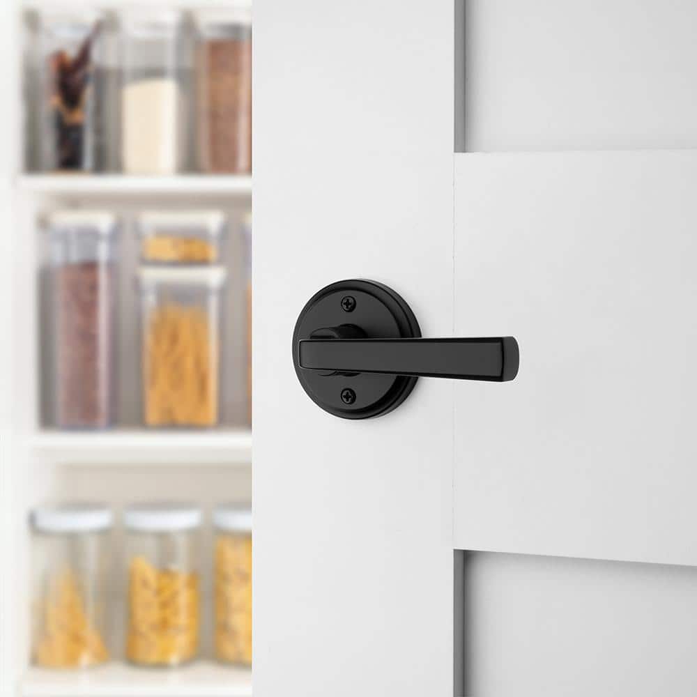 Kwikset Trafford Matte Black Reversible Round Straight Half Dummy Door Handle (2)