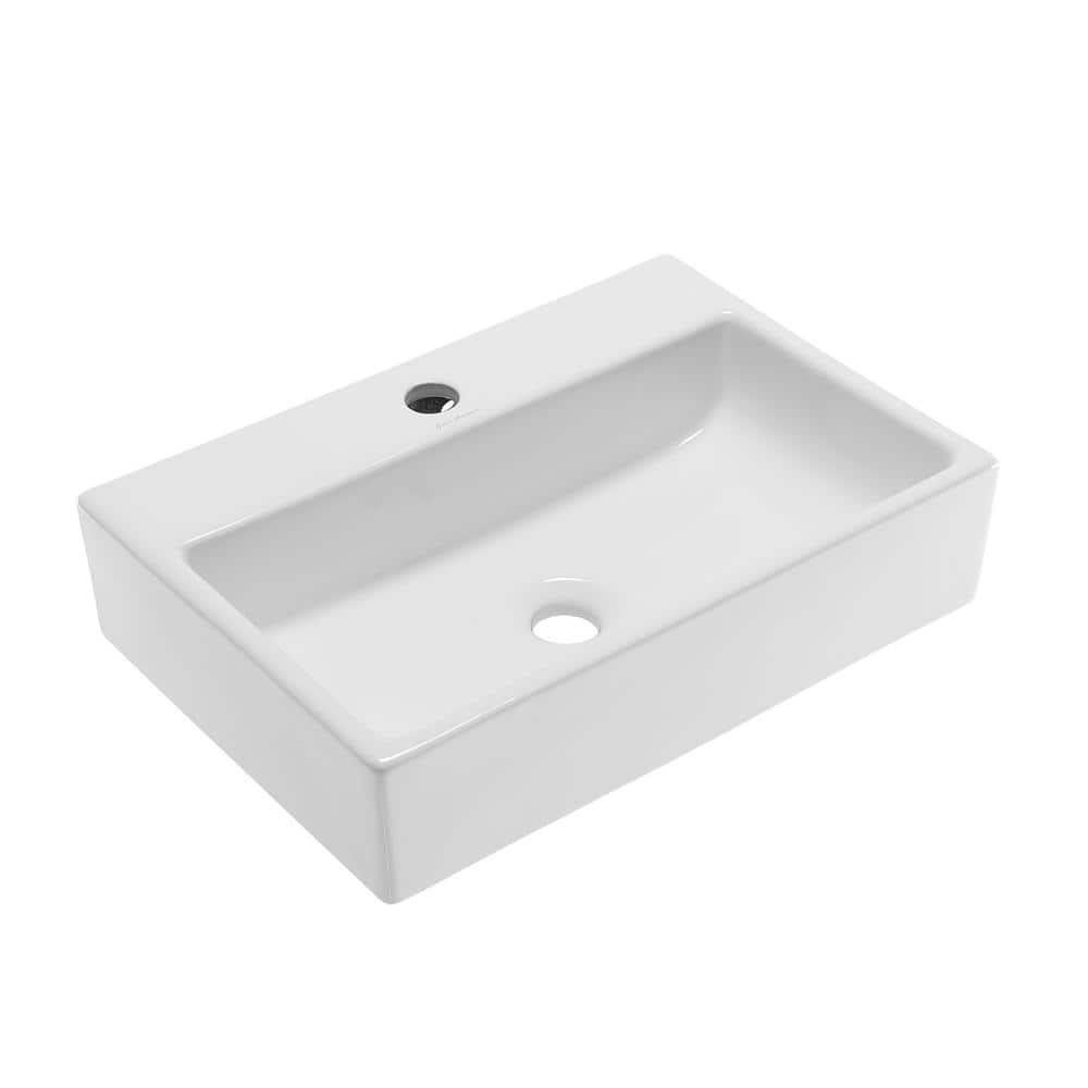 Swiss Madison Claire 20.9 in. Rectangle Ceramic Vessel Bathroom Sink in Glossy White (1)