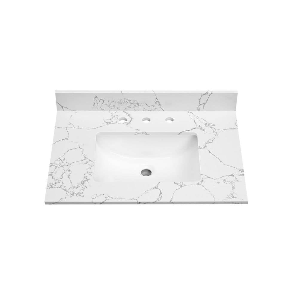 LANDOLT Marquina 61 in. W 22 in. D Engineered Stone Rectangular Single Sink Bathroom Vanity Top (1)