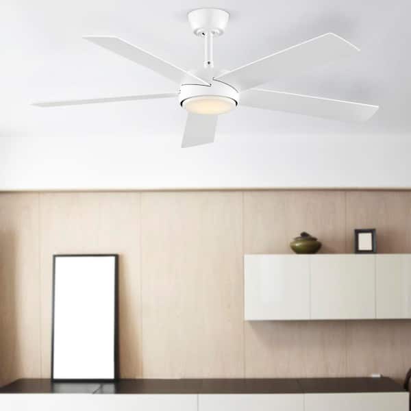 Hampton Bay Benning 52 in. Indoor Matte White Downrod Mount Ceiling Fan with Adjustable White Light LED and Remote Control Included