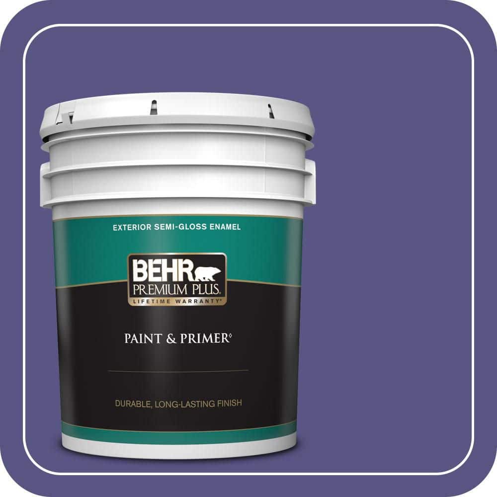 BEHR PREMIUM PLUS 5 gal. #PPU16-01 Aurora Splendor Semi-Gloss Enamel Exterior Paint & Primer