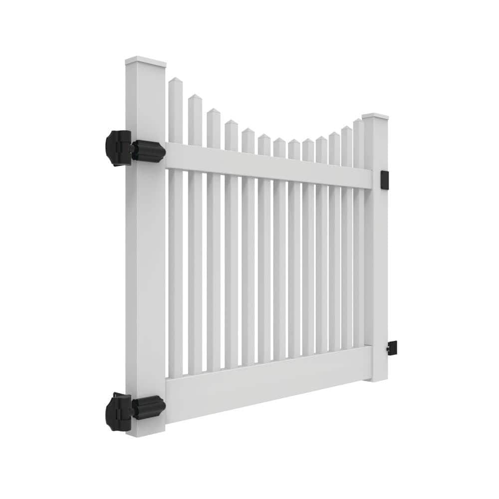 Barrette Outdoor Living Yukon Scallop 5 ft. W x 4 ft. H White Vinyl Un-Assembled Fence Gate (3)