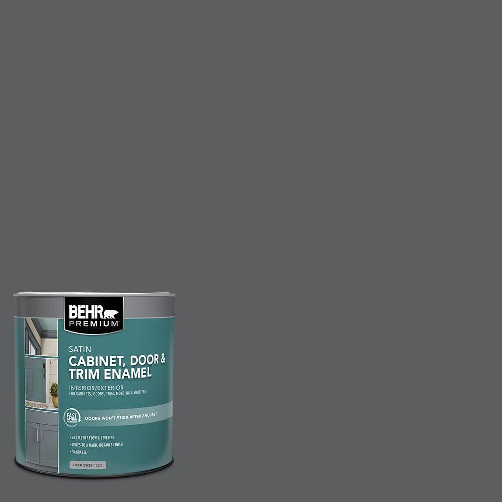 BEHR PREMIUM 1 qt. #N500-6 Graphic Charcoal Satin Enamel Interior/Exterior Cabinet, Door & Trim Paint (1)