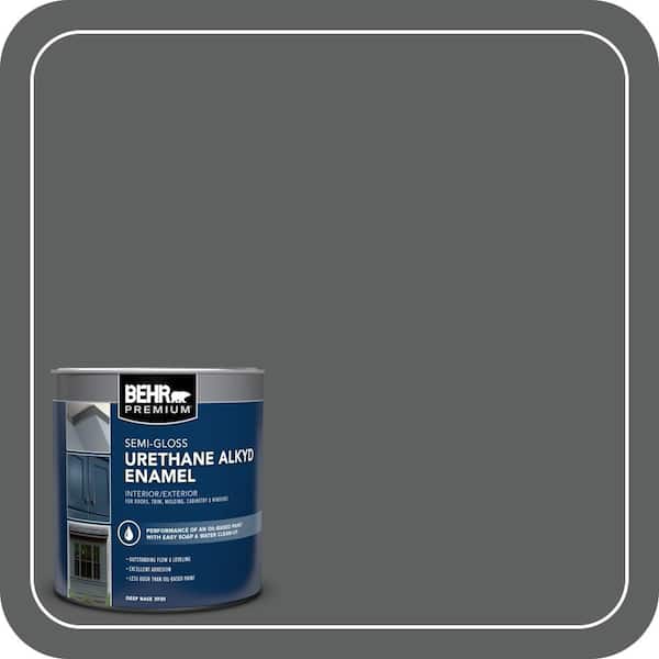 BEHR PREMIUM 1 qt. #N460-6 Hematite Semi-Gloss Enamel Urethane Alkyd Interior/Exterior Paint (2)