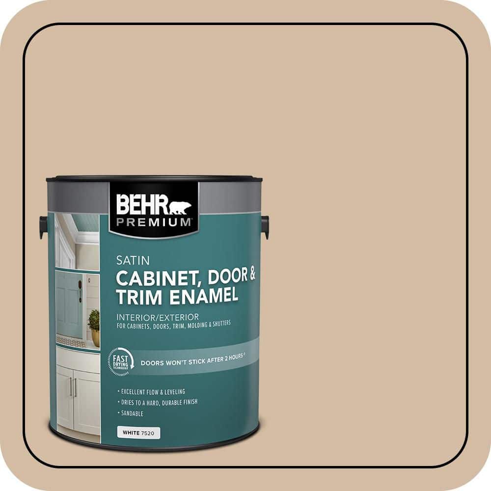 BEHR PREMIUM 1 gal. #290E-3 Classic Taupe Satin Enamel Interior/Exterior Cabinet, Door & Trim Paint