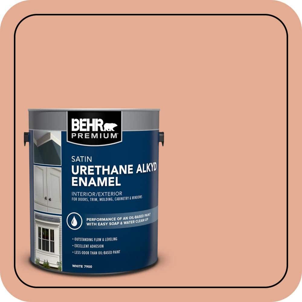 BEHR PREMIUM 1 gal. #M200-4 Coral Cloud Urethane Alkyd Satin Enamel Interior/Exterior Paint