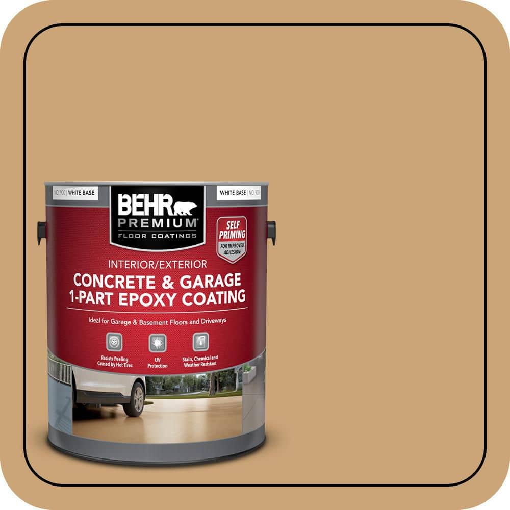 BEHR PREMIUM 1 gal. #HDC-AC-13 Butter Nut Self-Priming 1-Part Epoxy Satin Interior/Exterior Concrete and Garage Floor Paint