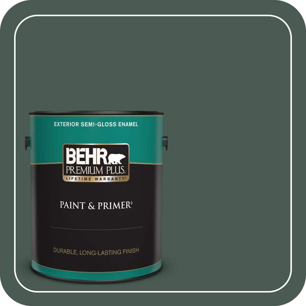 BEHR PREMIUM PLUS 1 gal. #S420-7 Secluded Woods Semi-Gloss Enamel Exterior Paint & Primer