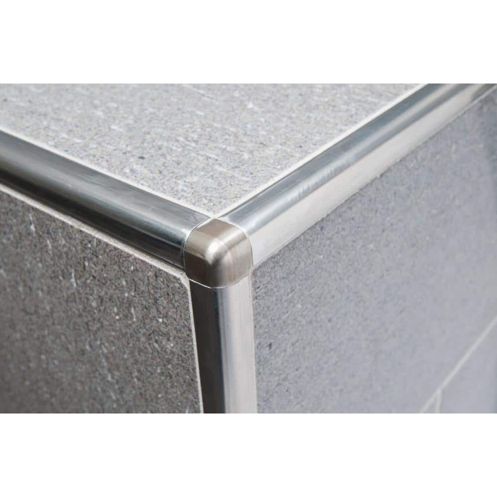 Schluter Rondec Satin Nickel Anodized Aluminum 3/8 in. x 8 ft. 2-1/2 in. Metal Bullnose Tile Edging Trim (4)