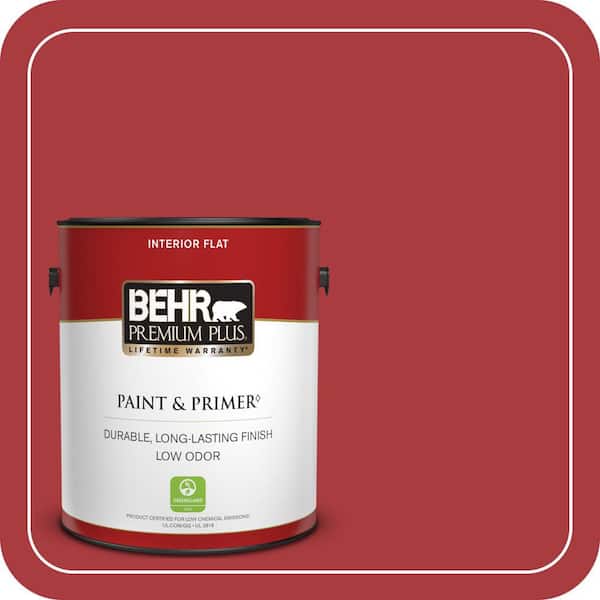 BEHR PREMIUM PLUS 1 gal. #S-G-160 California Poppy Flat Low Odor Interior Paint & Primer (2)