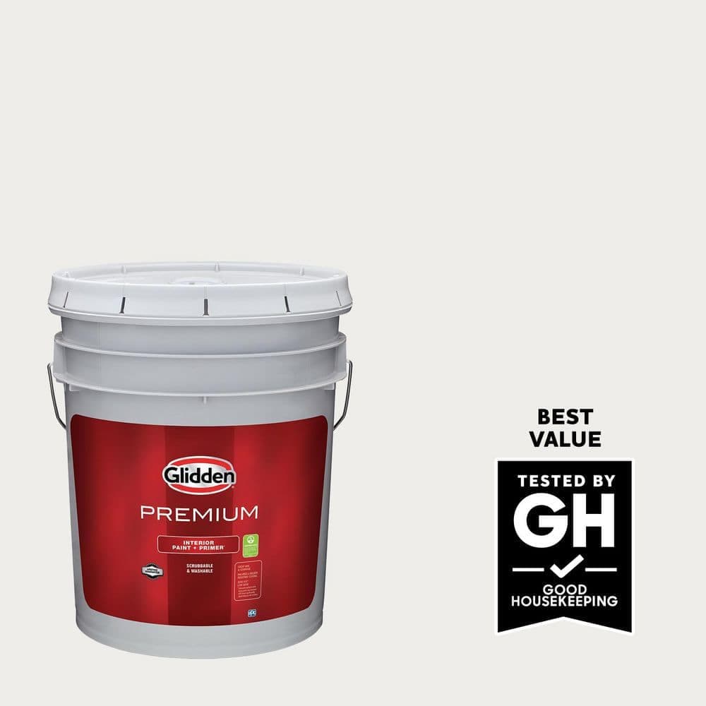 Glidden Premium 5 gal. PPG1172-1 Snow Storm Satin Interior Paint