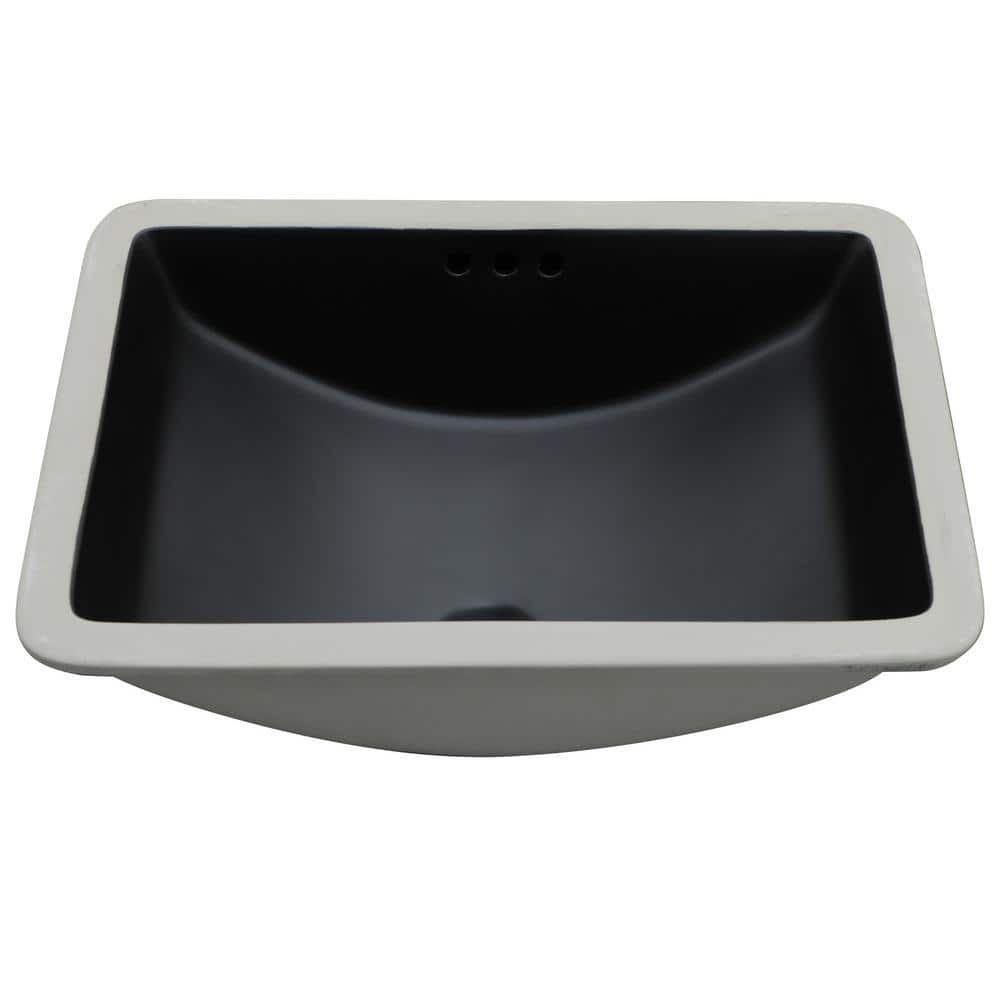 LORDEAR 21 in. Black Undermount Rectangular Bathroom Ceramic Sink