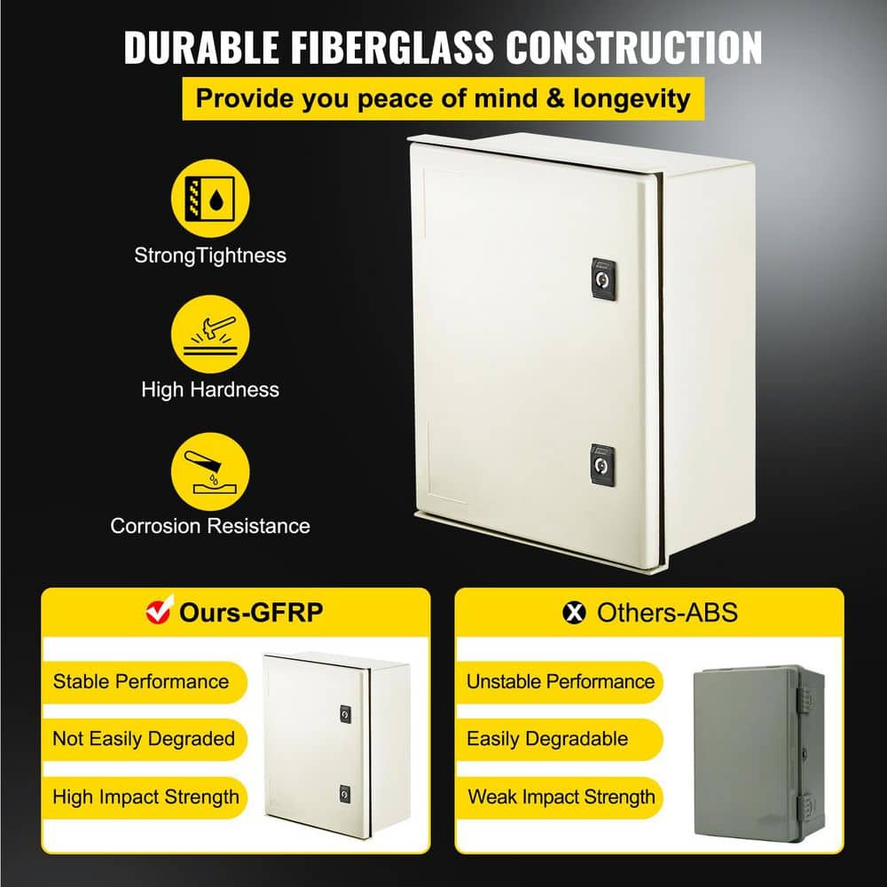 SKYSHALO NEMA Steel Enclosure, 16 x 12 x 8in. NEMA 4X Fiberglass Electrical Box IP66 Waterproof and Dustproof (2)