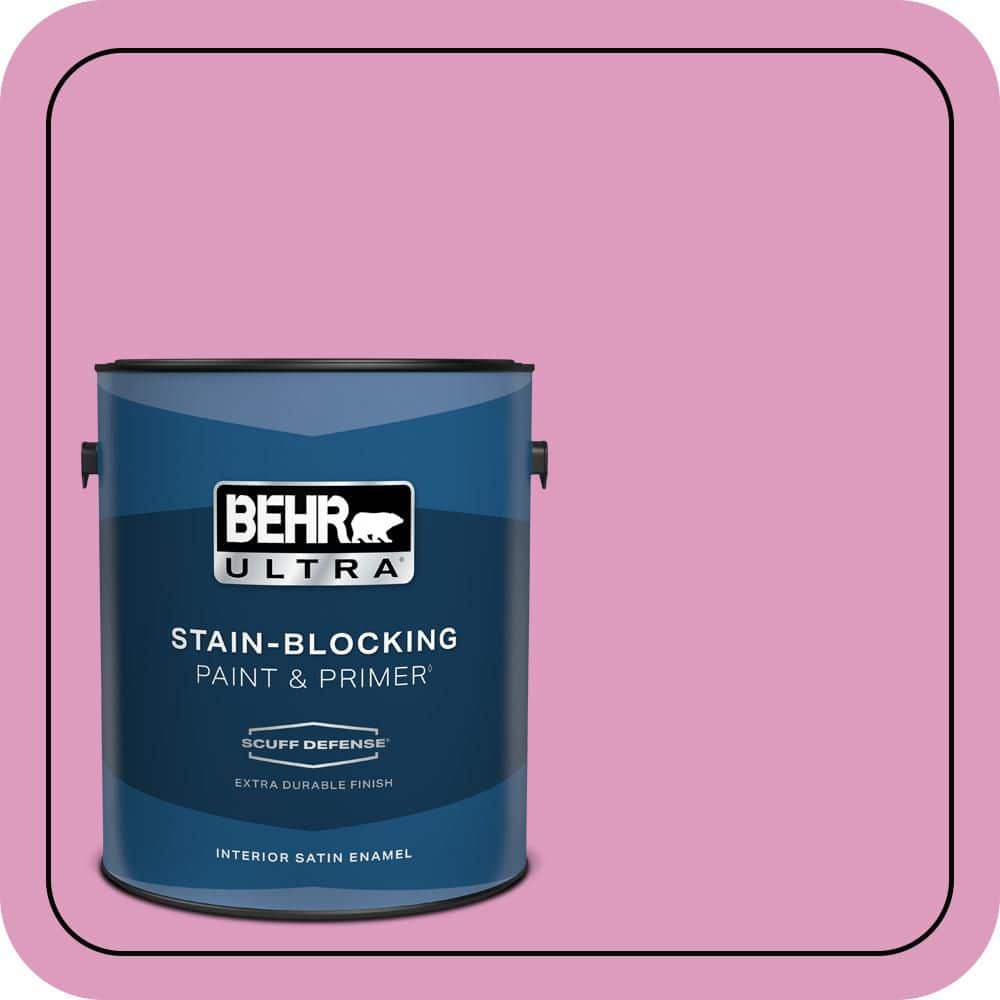 BEHR ULTRA 1 gal. #690B-4 Pink Begonia Extra Durable Satin Enamel Interior Paint & Primer
