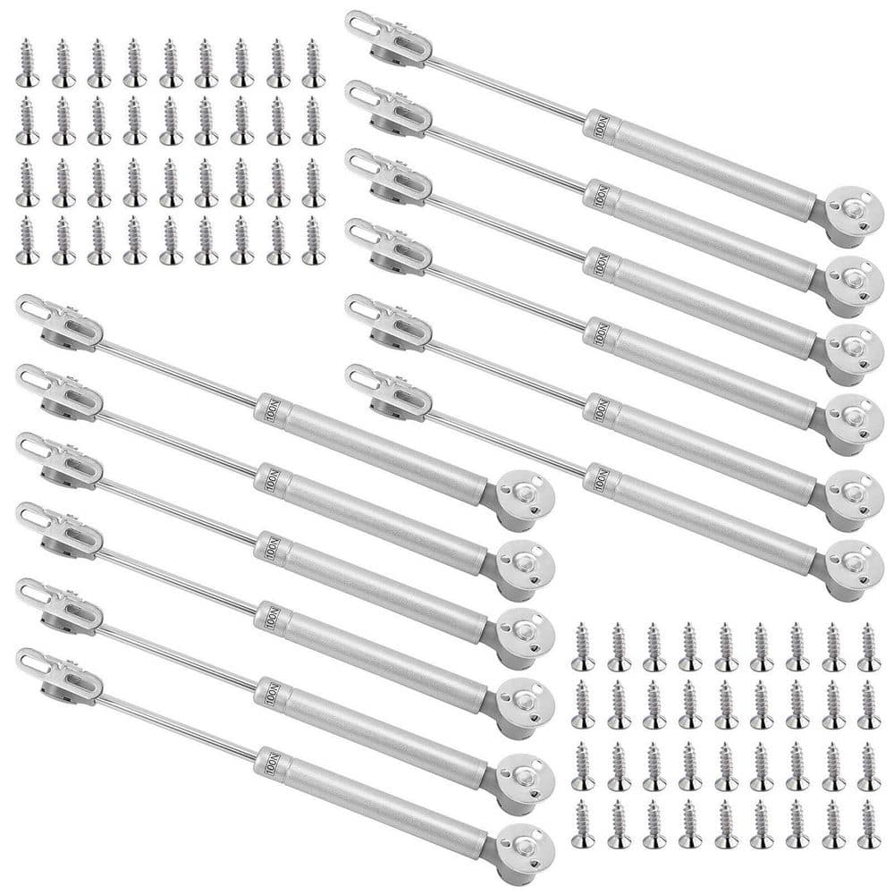 Numhew Pneumatic Cabinet Door Lift Support with 50-Srews, Soft Open Lid Stay Hinge for Box, Storage, Chest, Bench (10-Pack)