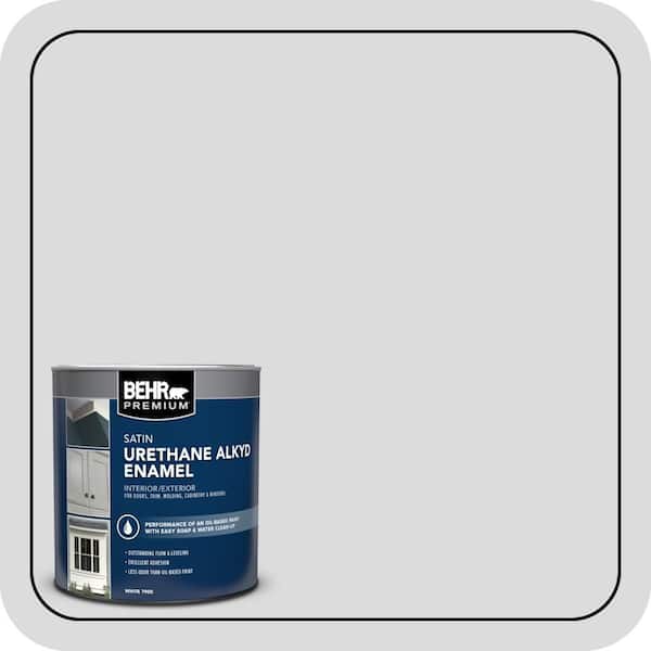 BEHR PREMIUM 1 qt. #N530-1 Pixel White Satin Enamel Urethane Alkyd Interior/Exterior Paint (2)