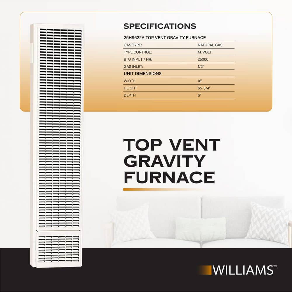 Williams 25,000 BTU/hr. Monterey Top-Vent Wall Furnace Natural Gas Natural Gas (2)