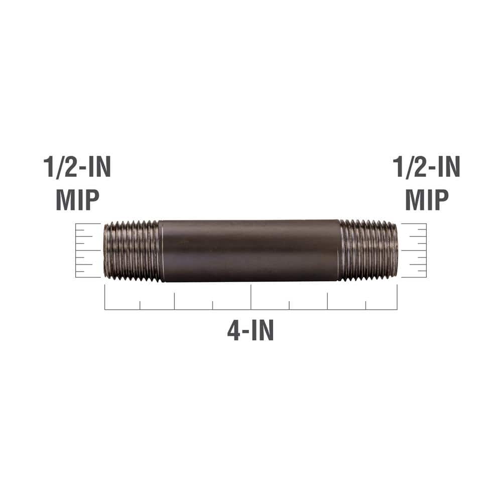 Southland 1/2 in. x 4 in. Black Steel Schedule 40 Nipple (3)