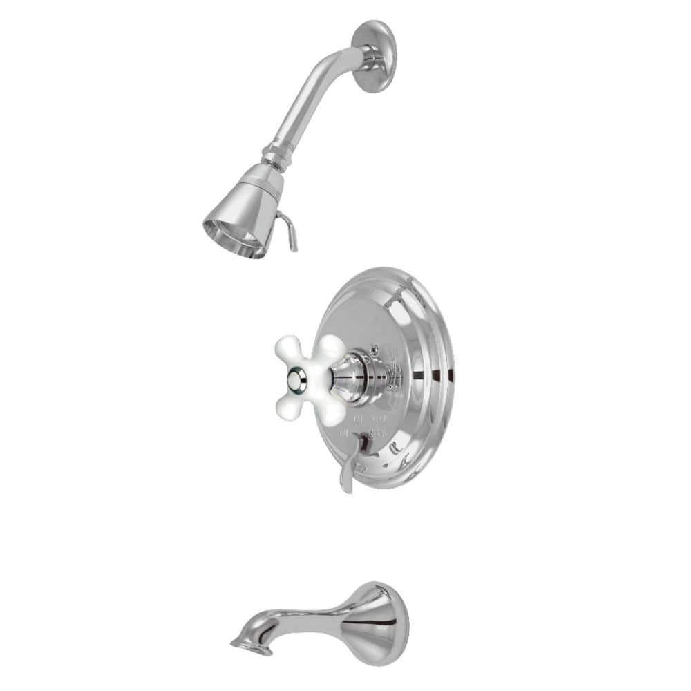 Kingston Brass Restoration Single Handle 1-Spray Tub and Shower Faucet 2 GPM with Corrosion Resistant in. Polished Chrome (1)