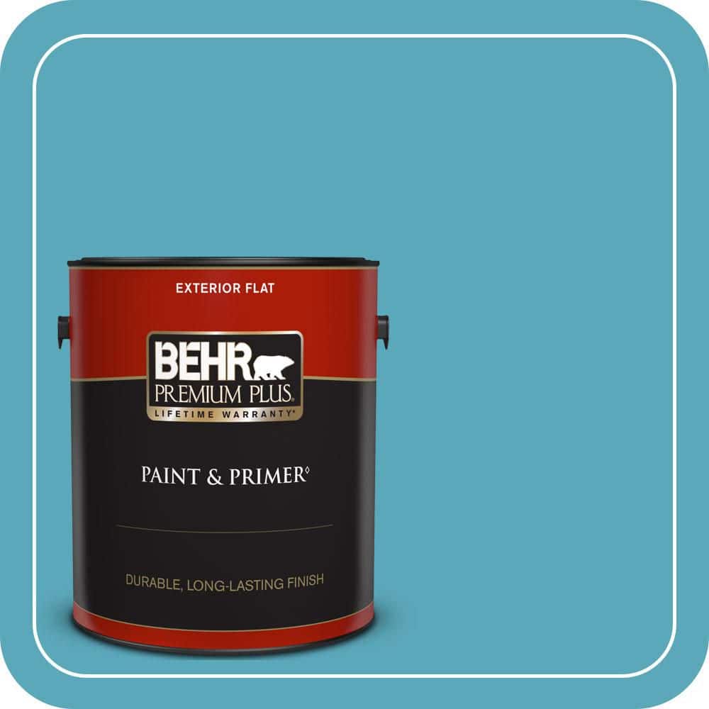 BEHR PREMIUM PLUS 1 gal. #T15-11 Sonic Blue Flat Exterior Paint & Primer