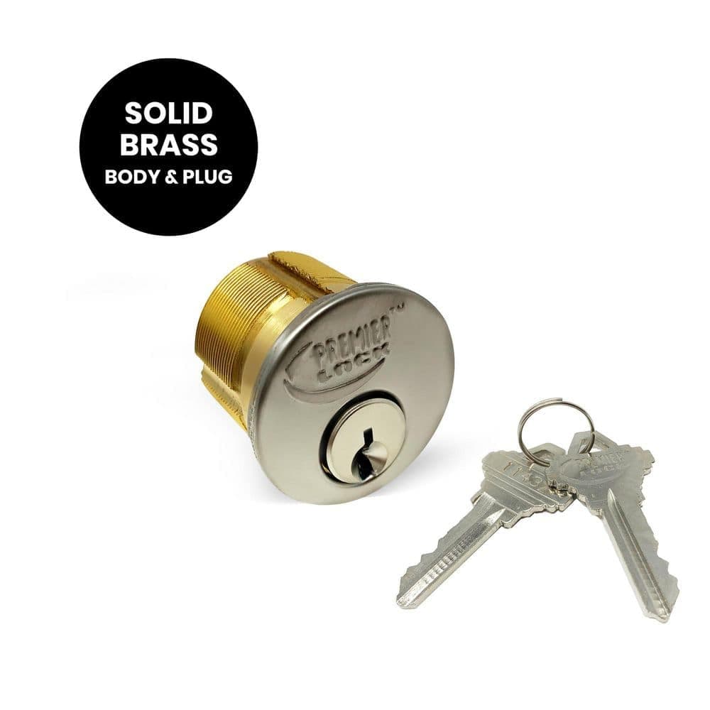 Premier Lock 1-1/2 in. Solid Brass Mortise Cylinder with Stainless Steel Finish, SC1 (Pack of 4, Keyed Alike) (2)