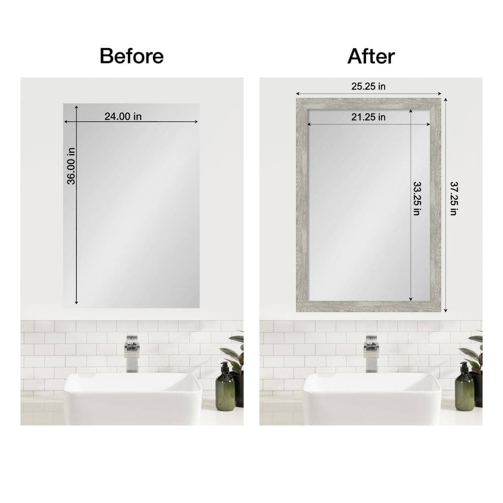 Amanti Art Mirror Makeover Dove Greywash Narrow 25.25 in. W x 37.25 in. H Bathroom Mirror Frame Border Kit-Fits a 24 x 36 Mirror (3)