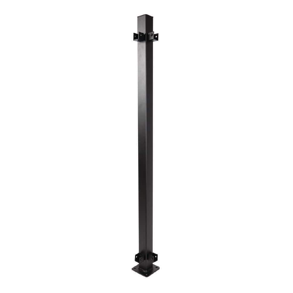 FORTRESS Fe26 2 in. x 2 in. x 39-1/2 in. Black Steel Railing Corner Post (1)