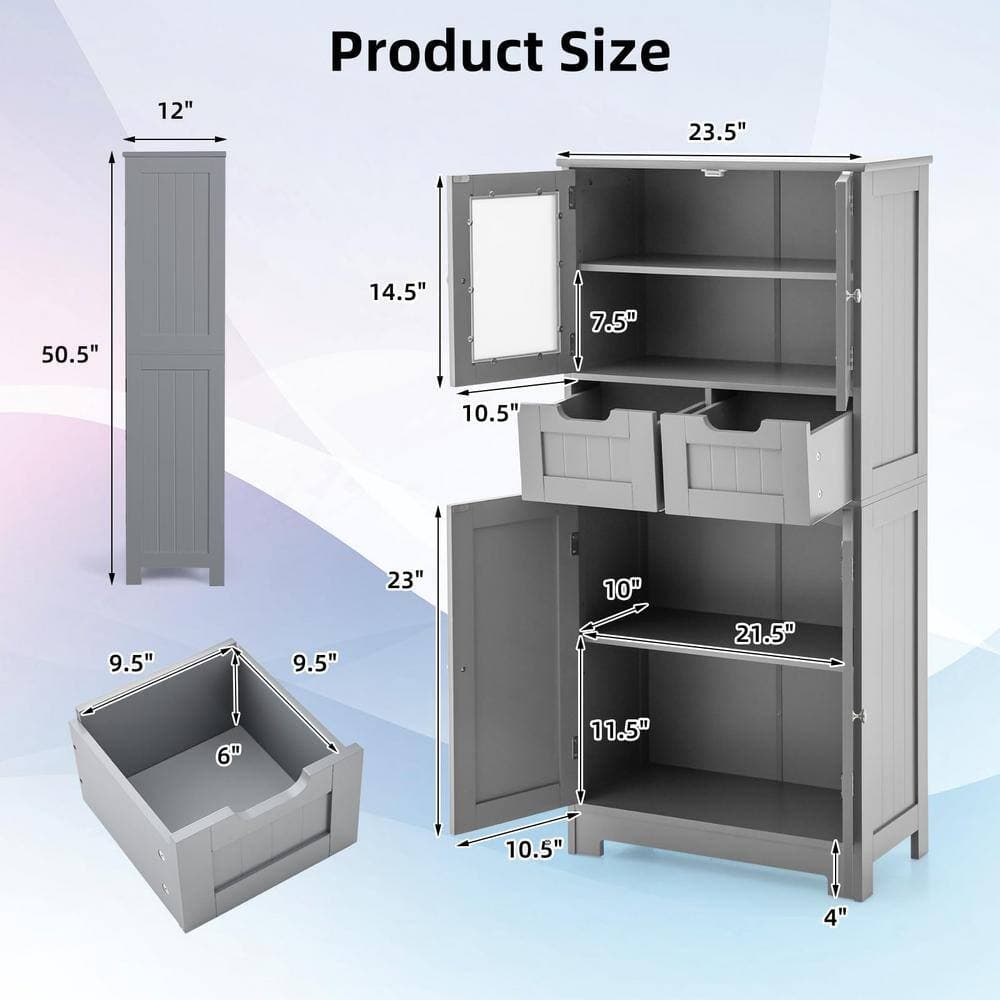Bunpeony 23.5 in. W 12 in. D 50.5 in. H Linen Cabinet with Drawer (3)