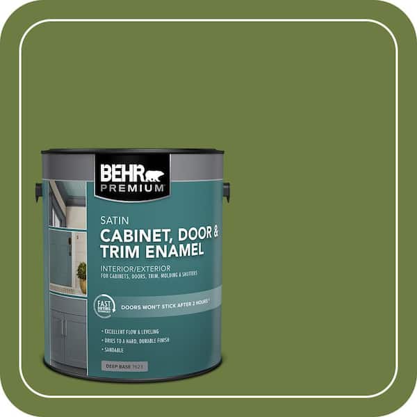 BEHR PREMIUM 1 gal. #M350-7 Healing Plant Satin Enamel Interior/Exterior Cabinet, Door & Trim Paint (2)