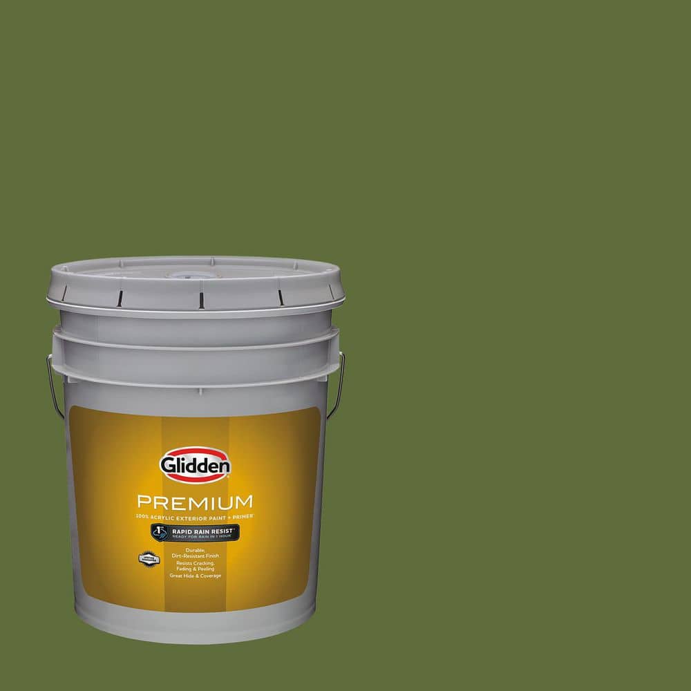Glidden Premium 5 gal. PPG1121-7 Globe Artichoke Flat Exterior Latex Paint