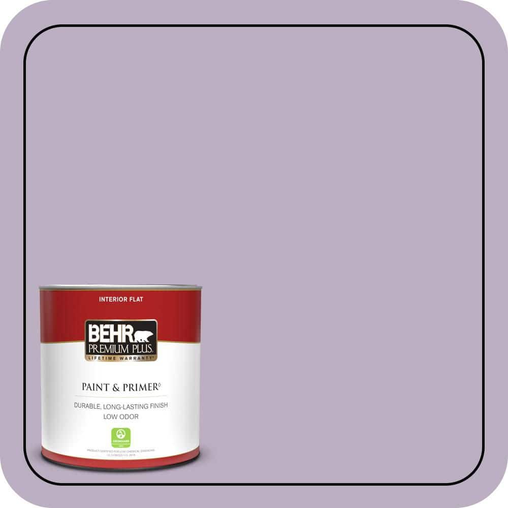 BEHR PREMIUM PLUS 1 qt. #S100-3 Courtly Purple Flat Low Odor Interior Paint & Primer