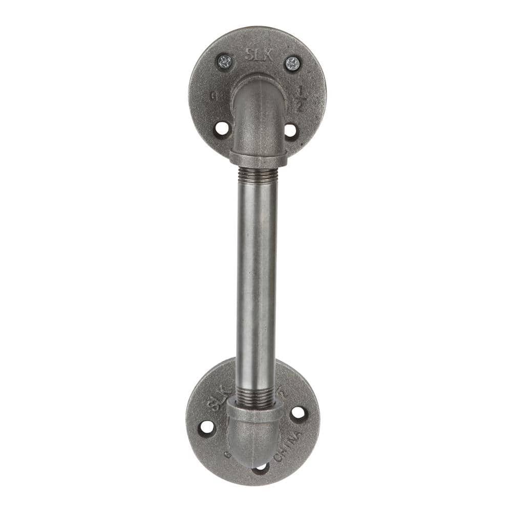 PIPE DECOR 1/2 in. x 10.5 in. L Black Pipe Barn Door Handle Kit (1)
