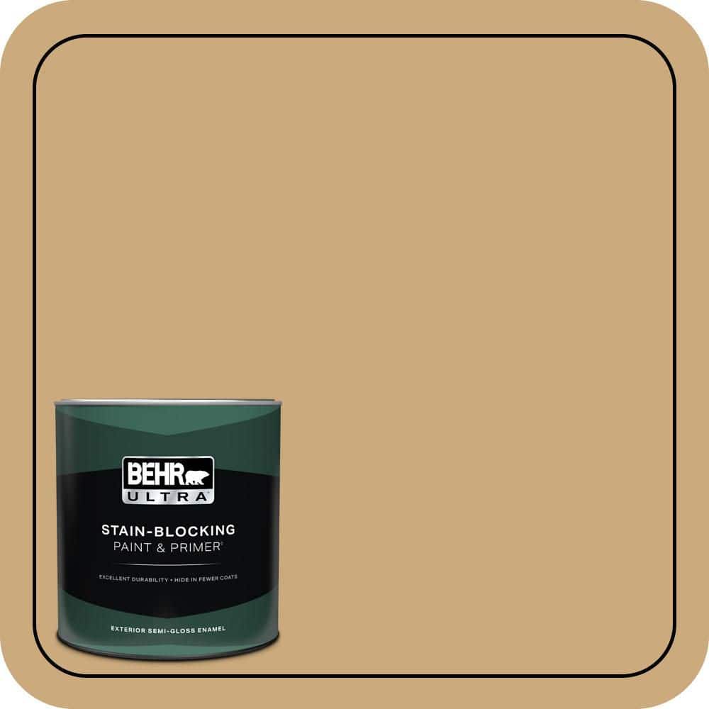 BEHR ULTRA 1 qt. #S300-4 Flax Straw Semi-Gloss Enamel Exterior Paint & Primer