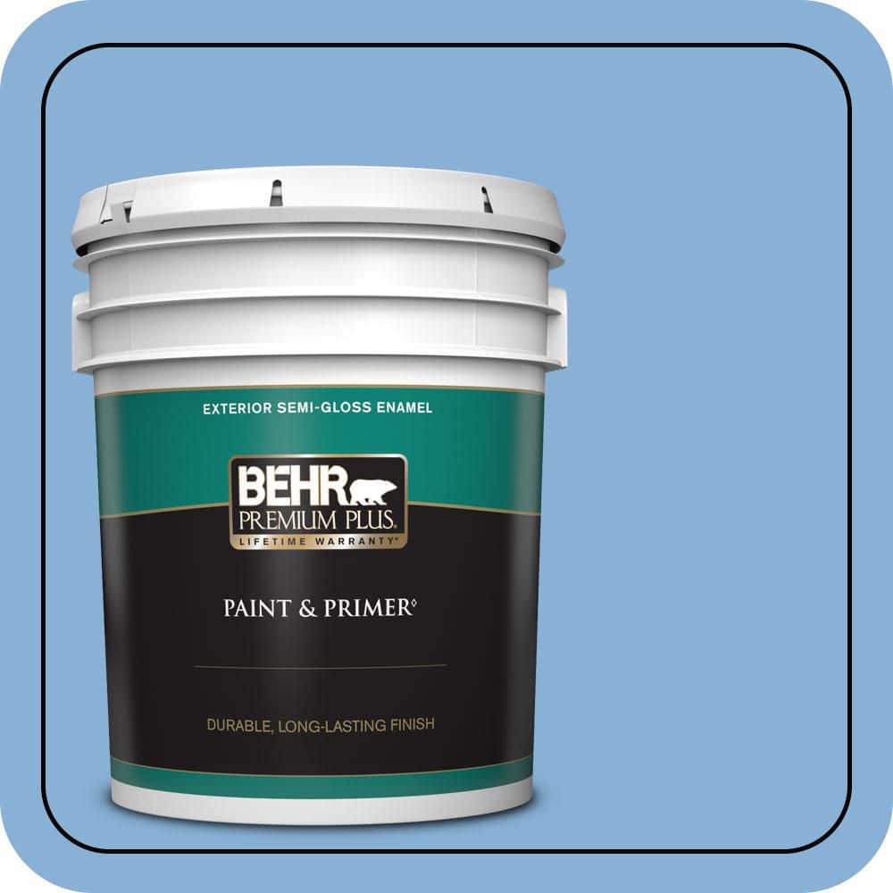 BEHR PREMIUM PLUS 5 gal. #PPU15-12 Bluebird Semi-Gloss Enamel Exterior Paint & Primer