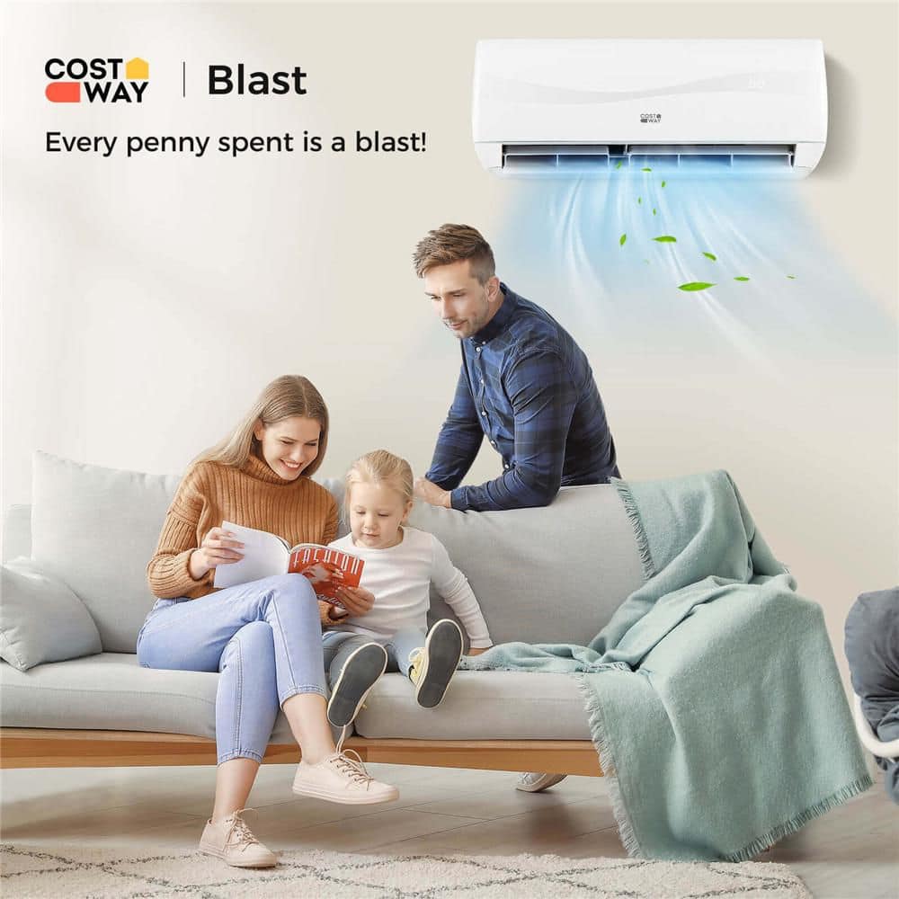 Costway 9000-BTU 19 SEER Ductless Mini Split Heat Pump with 13 ft. Lines Air Conditioner Cools 450 sq. ft. 115-Volt AC Unit (2)