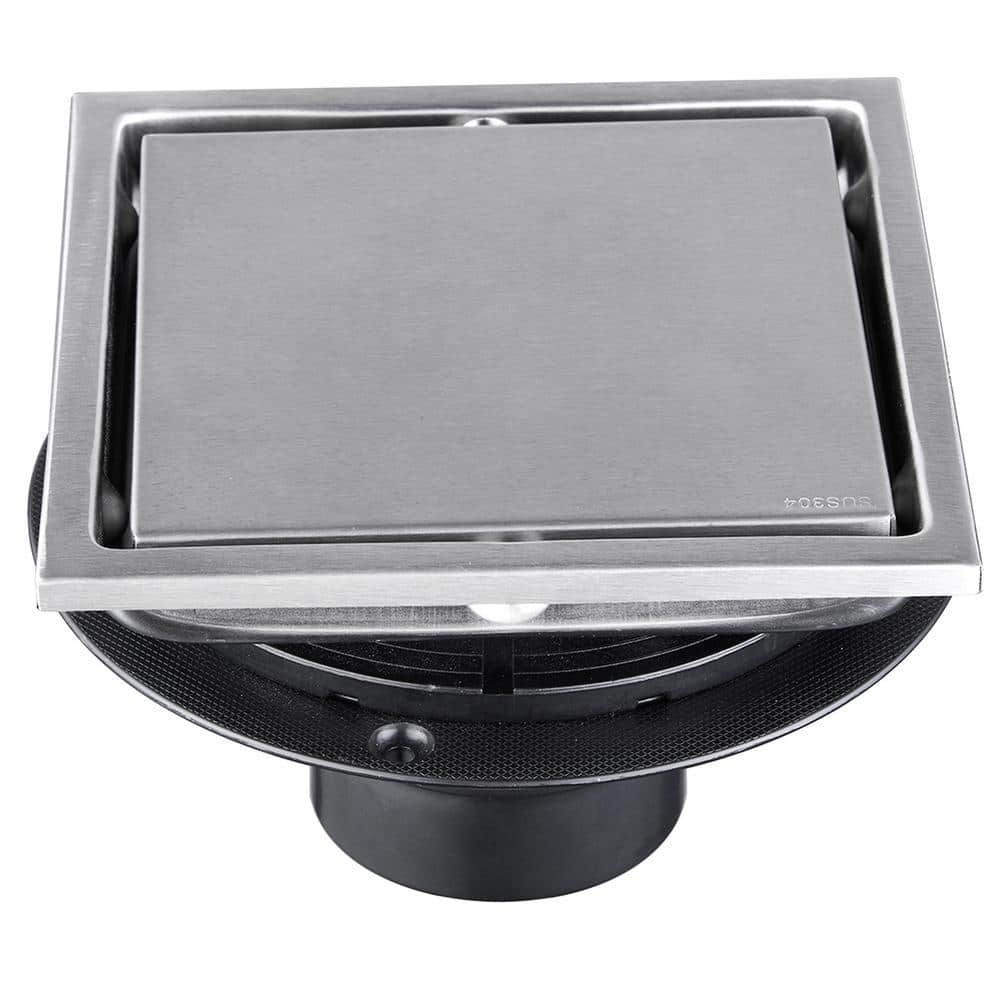 waterpar 6 in. x 6 in. Stainless Steel Square Shower Drain in Brushed Nickel