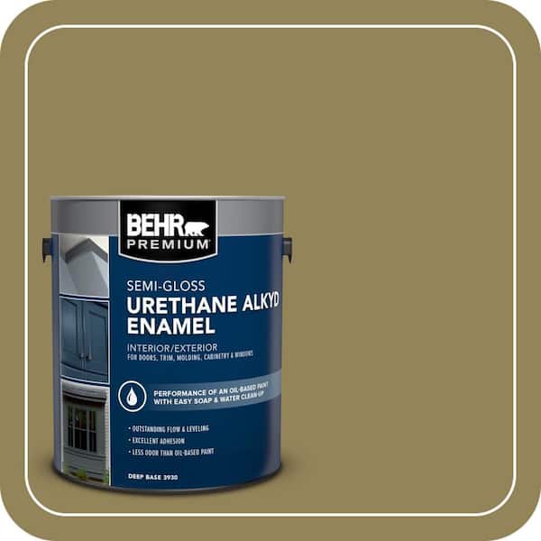 BEHR PREMIUM 1 gal. #S330-6 Dash of Oregano Urethane Alkyd Semi-Gloss Enamel Interior/Exterior Paint (2)