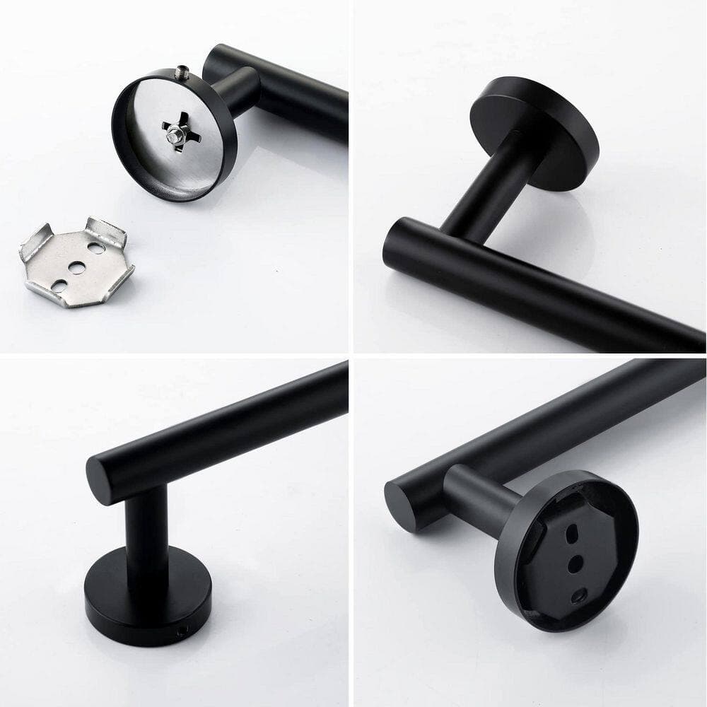 KHKFY Matte Black 9-Inch Towel Bar – Wall Mounted, Rust-Proof SUS304 Stainless Steel, 3 in Projection, Durable (3)