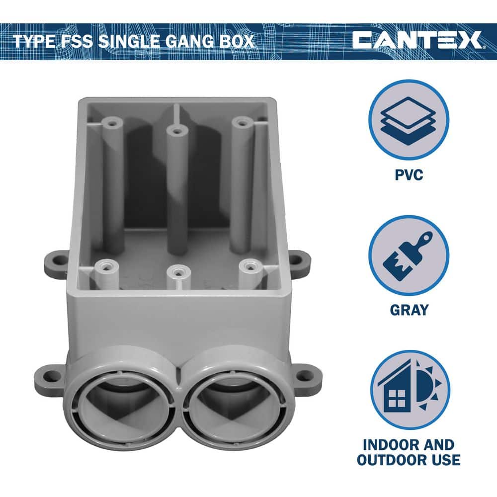Cantex 1-Gang FSS Electrical Box - Gray (4)