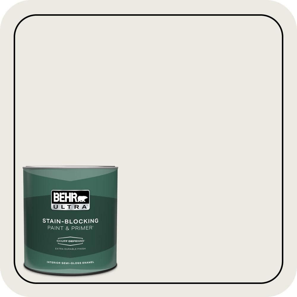 BEHR ULTRA 1 qt. Designer Collection #DC-006 First Snow Extra Durable Semi-Gloss Enamel Interior Paint & Primer