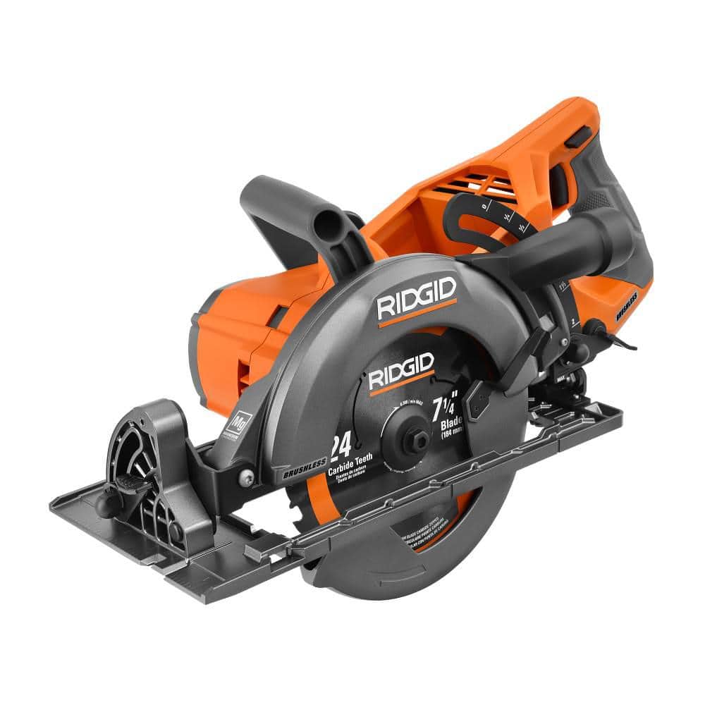 RIDGID 18V Brushless Cordless . Rear Handle Circular Saw Kit w/ (1) 8.0 Ah EXP & (1) 4.0Ah MO Battery, Charger, Bag