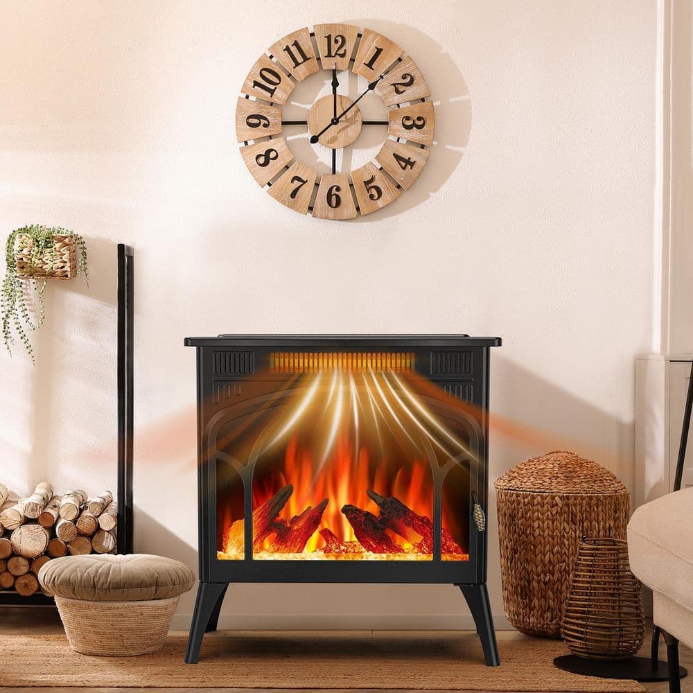 R.W.FLAME 23.46 in. Freestanding Electric Fireplace Stove Heater in Black