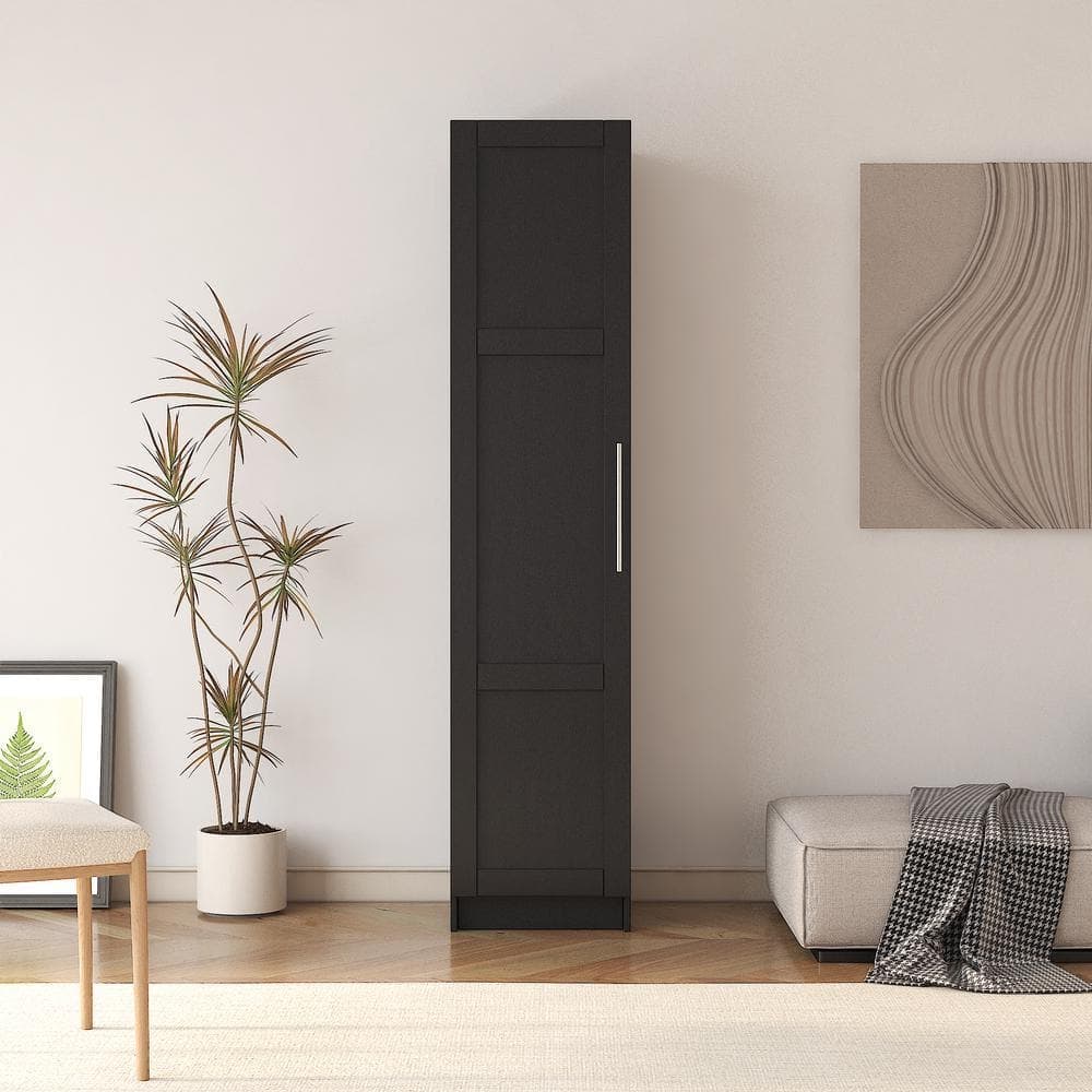 COWLOWN 15.75 in. W x 15.75 in. D x 70.87 in. H Black Linen Cabinet with Adjustable Shelves (2)