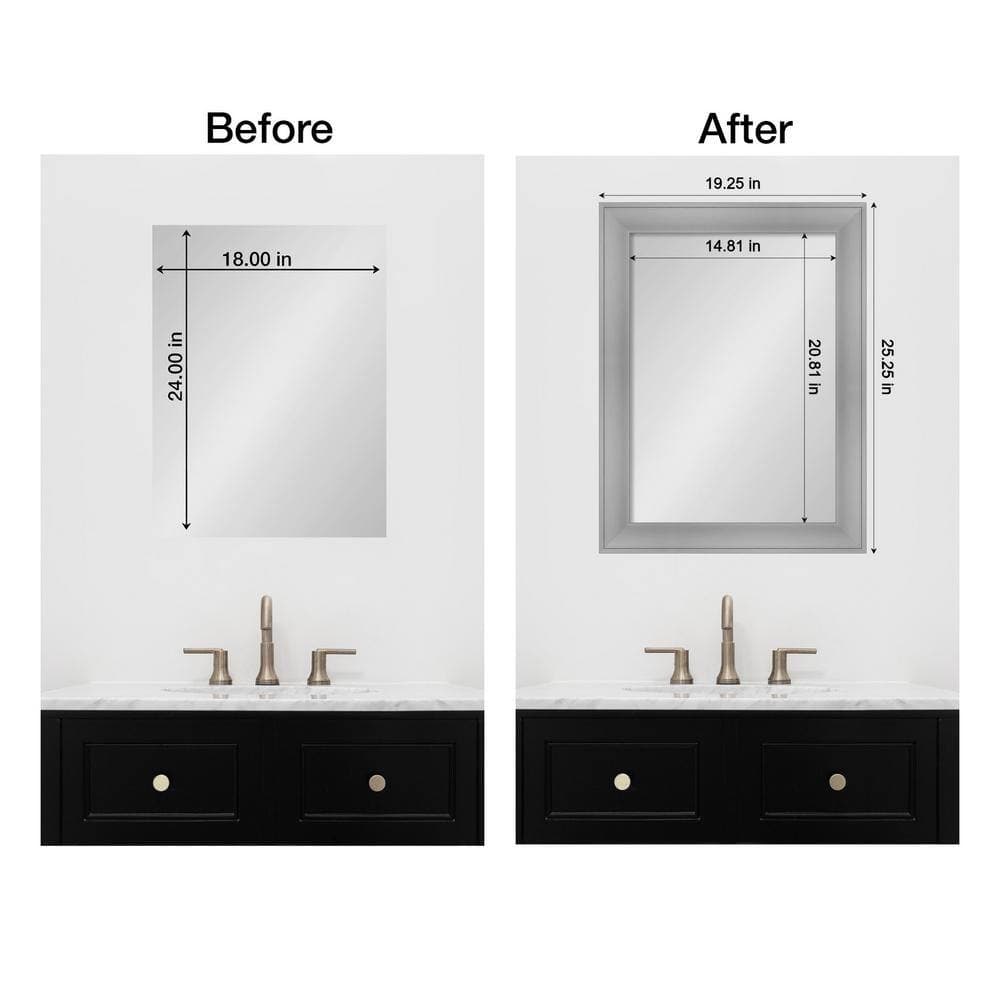 Amanti Art Mirror Makeover Flair Polished Nickel 19.25 in. W x 25.25 in. H Bathroom Mirror Frame Border Kit-Fits a 18 x 24 Mirror (2)