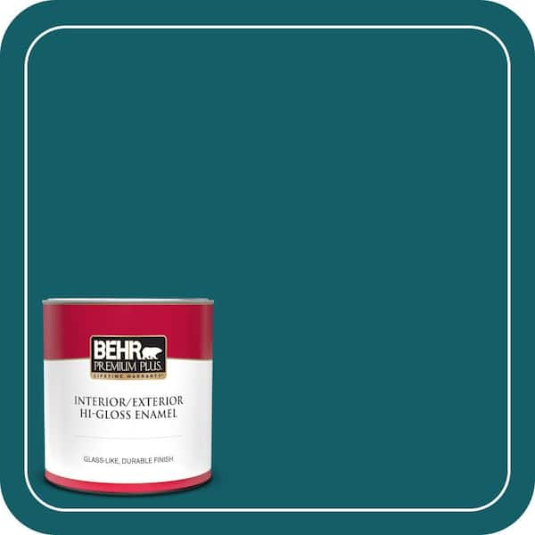 BEHR PREMIUM PLUS 1 qt. #S-H-530 Tropical Skies Hi-Gloss Enamel Interior/Exterior Paint & Primer (2)