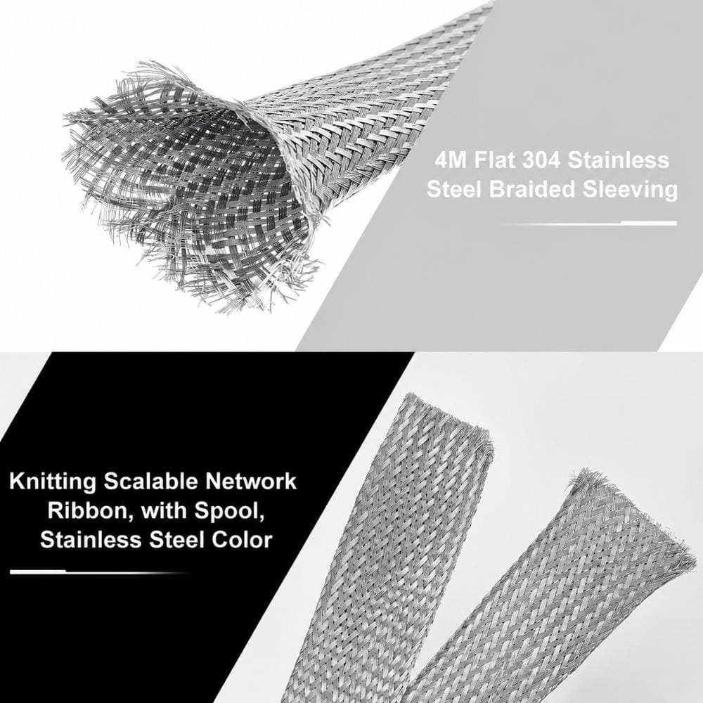 Unbranded Stainless Steel Braided Cable Sleeving 0.78 in Wide 13.12 ft Expandable Wire Shielding Mesh for Cables (3)